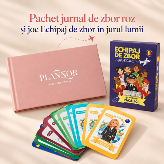 Pachet Jurnal Roz cu joc de cărți Echipaj de zbor în jurul lumii