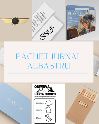 Pachet jurnal albastru și accesorii